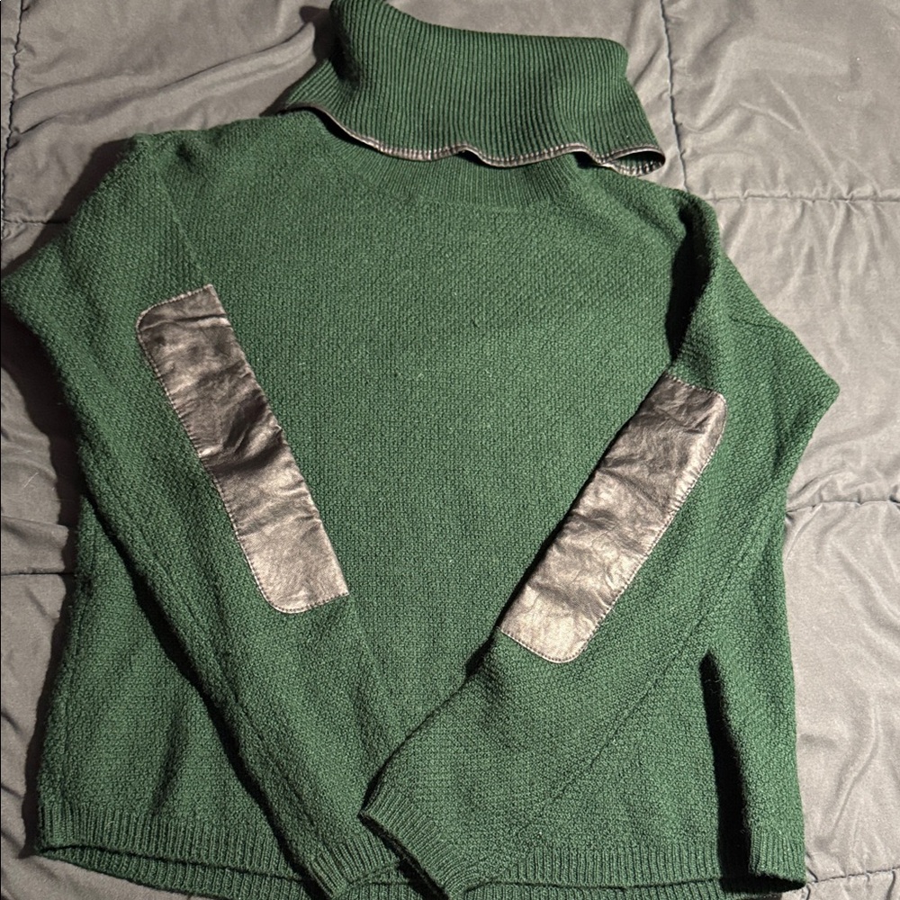 Green Turtleneck Sweater with black Accents